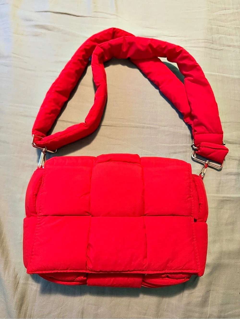 Red Puffer Shoulder Bag